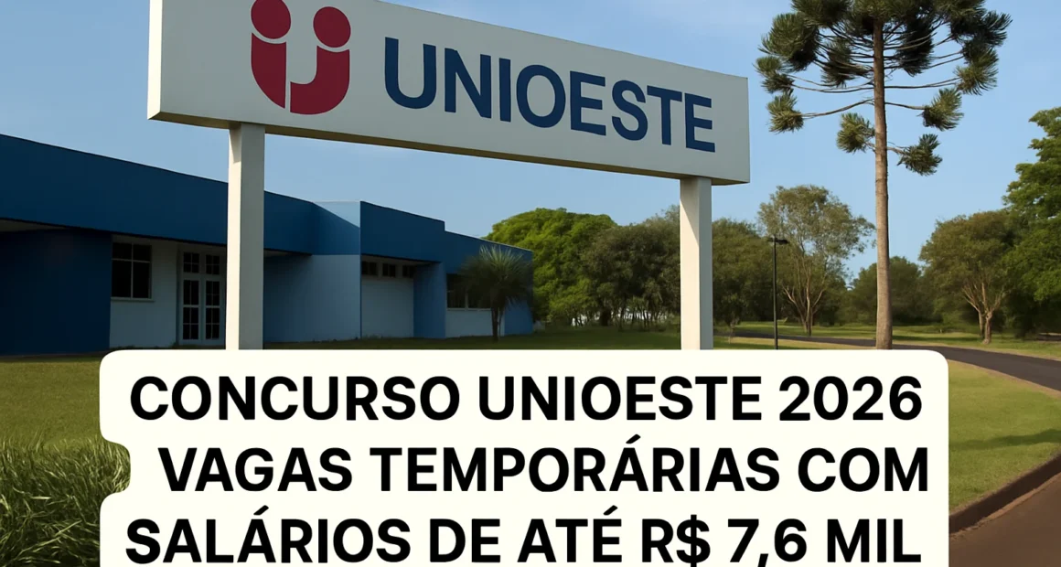 Concurso UNIOESTE 2026: Vagas Temporárias com Salários de até R$ 7,6 Mil