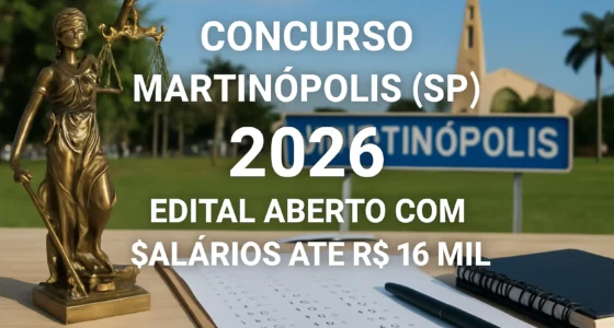 Concurso Martinópolis (SP) 2026: Edital Aberto com Salários até R$ 16 Mil