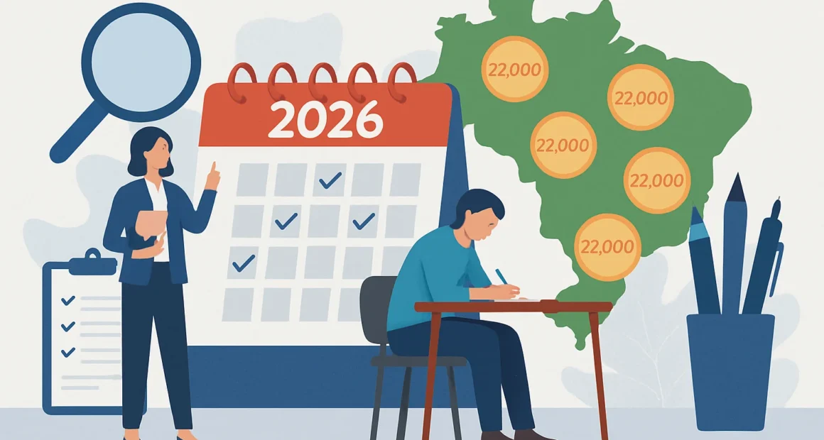 Concursos 2026: Mais de 22 mil vagas pelo Brasil