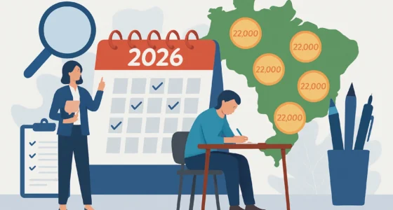 Concursos 2026: Mais de 22 mil vagas pelo Brasil